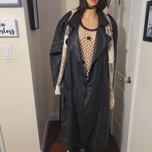 Elegant Black Leather Overcoat